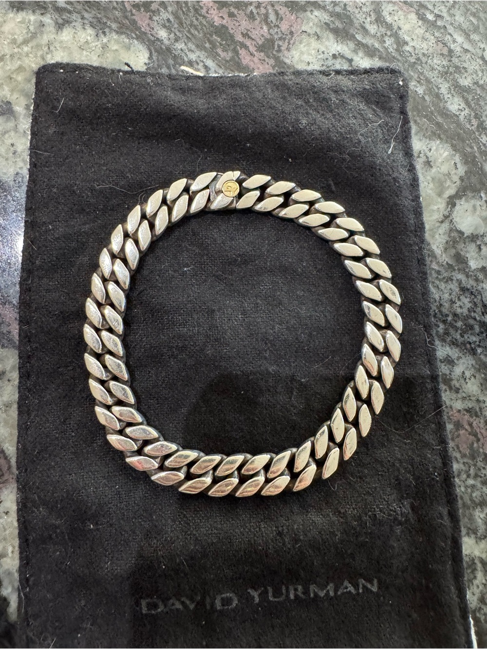 David Yurman Two-Tone Cuban Link bracelet in Silver with Gold Accent